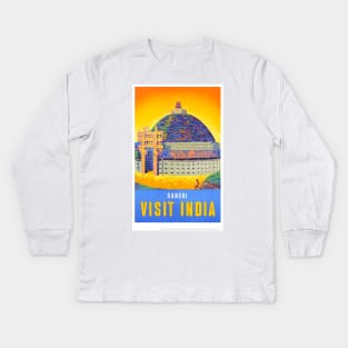 Vintage Travel Poster Visit India Kids Long Sleeve T-Shirt